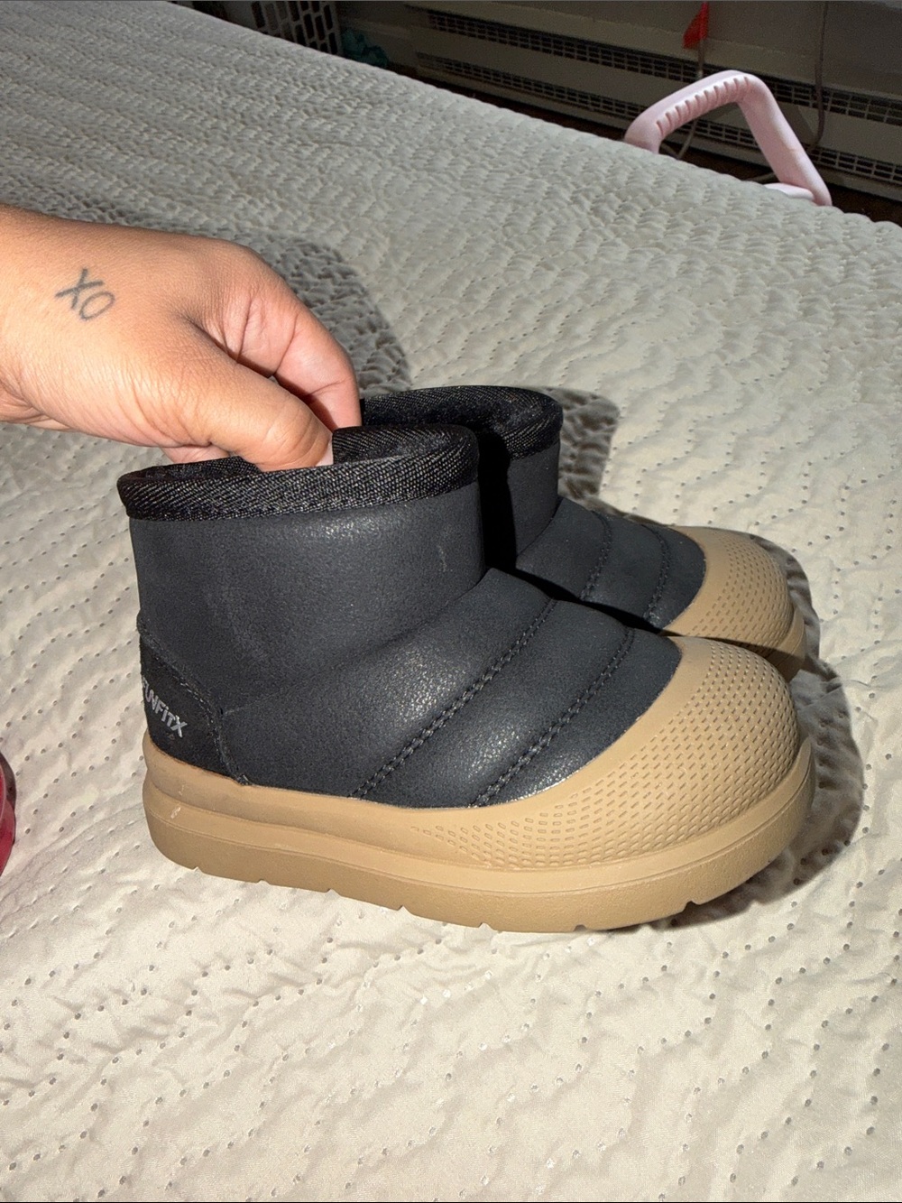 Kids Black and Tan Waterproof Winter Boots